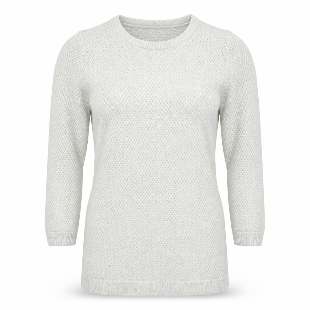 Front view of H&M women’s white knit jumper, size M