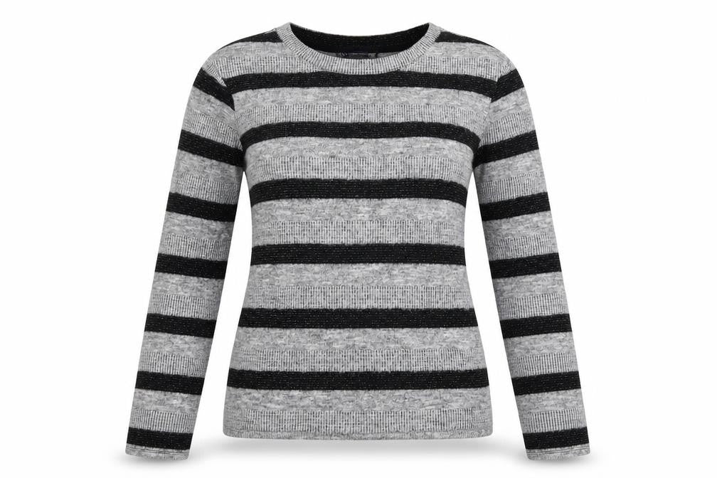 Front view of Marks & Spencer women’s multicoloured striped knit jumper, size UK 8