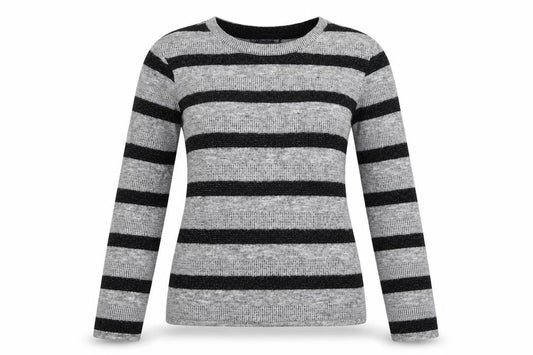 Front view of Marks & Spencer women’s multicoloured striped knit jumper, size UK 8