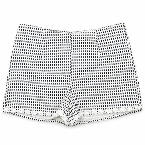 MINKPINK Womens White Plaid  Paperbag Shorts Size L