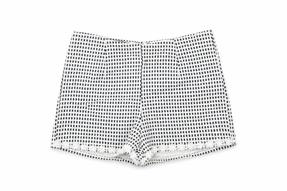 MINKPINK Womens White Plaid  Paperbag Shorts Size L