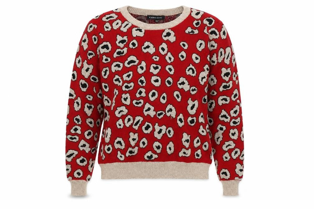 Cameo rose Womens Red Animal Print  Pullover Jumper Size M