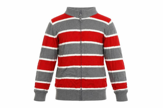 Front view of Preworn boys’ multicoloured striped jacket, size 12, years