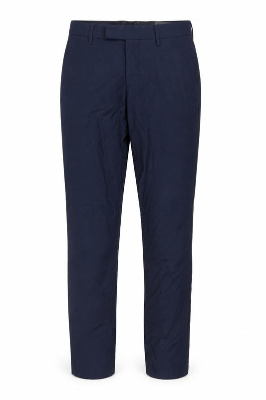 Front view of H&M men’s blue dress pants trousers, size S, 29-inch leg