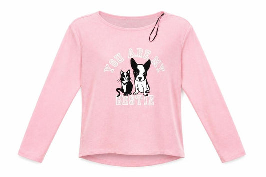 Front view of H&M girls’ pink animal print jumper, size 11-12, years