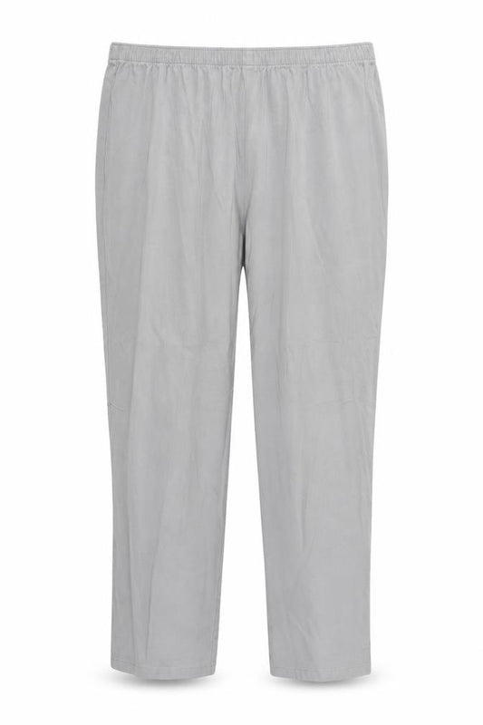 Front view of JOV women’s grey trousers, size UK 16, 27-inch leg - elastic waist