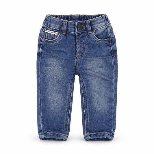 Front view of George Baby Blue Denim Capri Jeans, size 3-6, Months