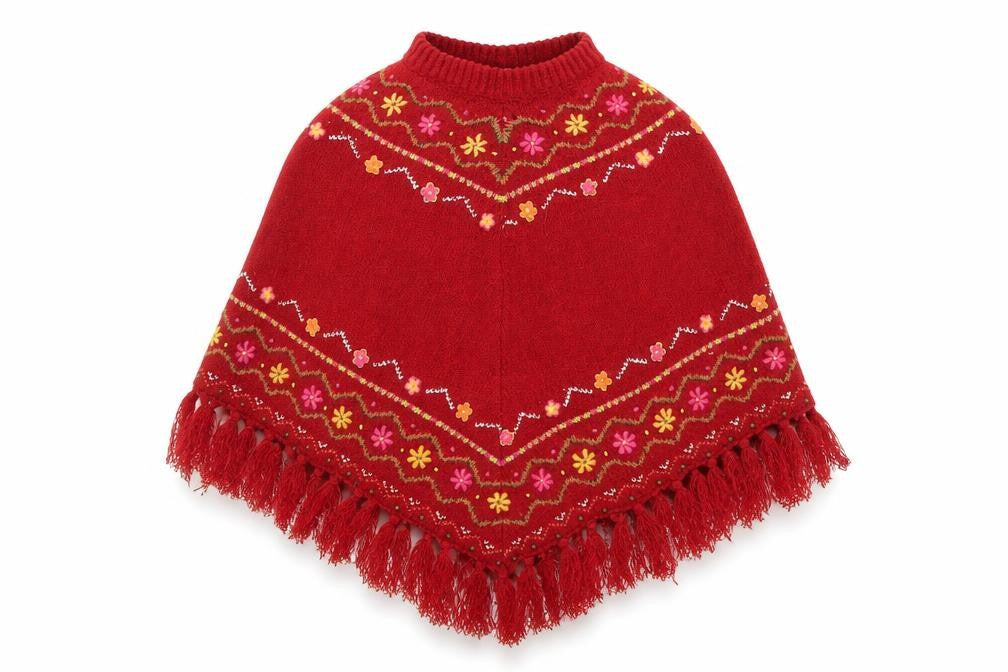 Sarah Louise Girls Red Geometric  Jacket Poncho Size 2 Years