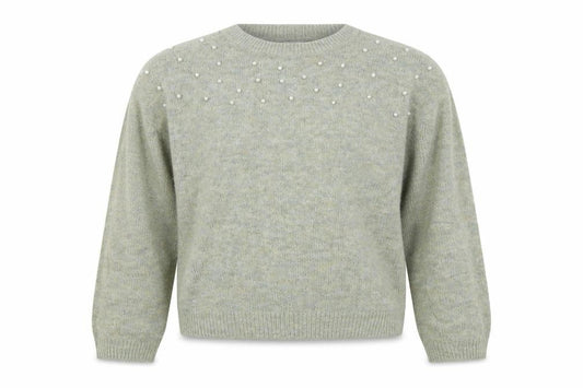 Front view of H&M girls’ green knit jumper, size 11-12, years