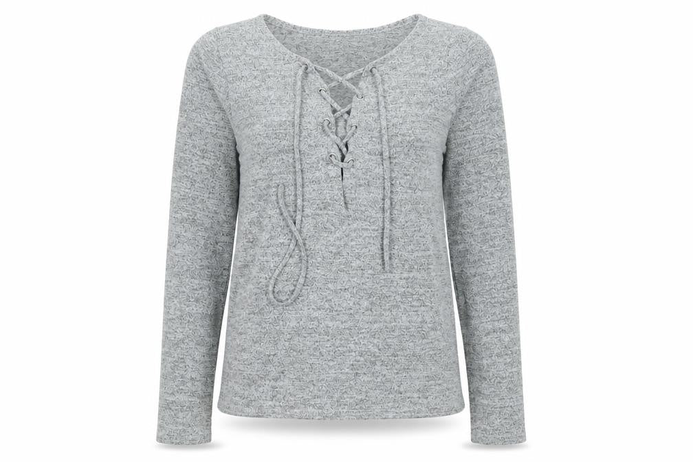 Front view of Lipsy women’s grey knit basic t-shirt, size S