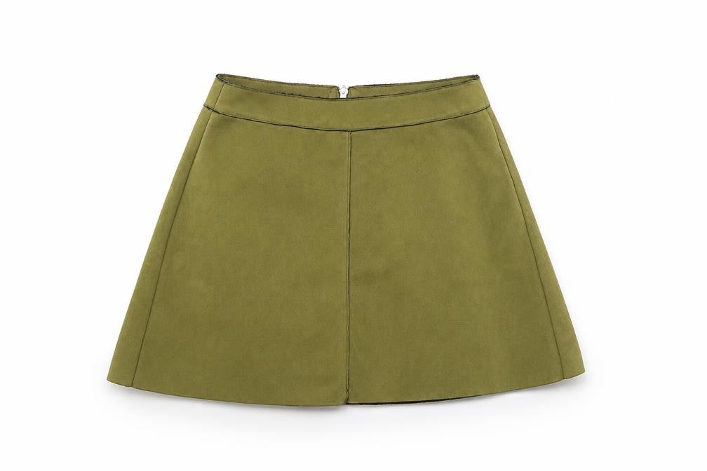Only Womens Green   A-Line Skirt Size 6  - faux suede