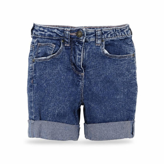 Front view of Matalan girls’ blue denim bermuda shorts, size 7, years