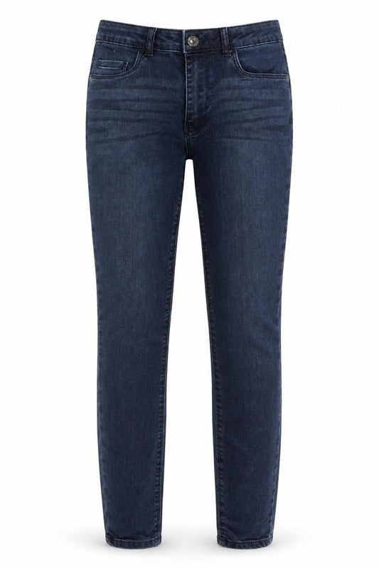 Front view of Amisu women’s blue denim skinny jeans, size UK 27, in, 27-inch leg