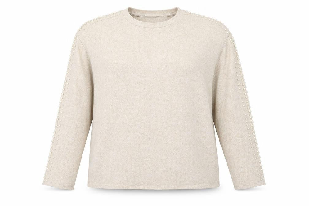 Front view of H&M women’s beige jumper, size L