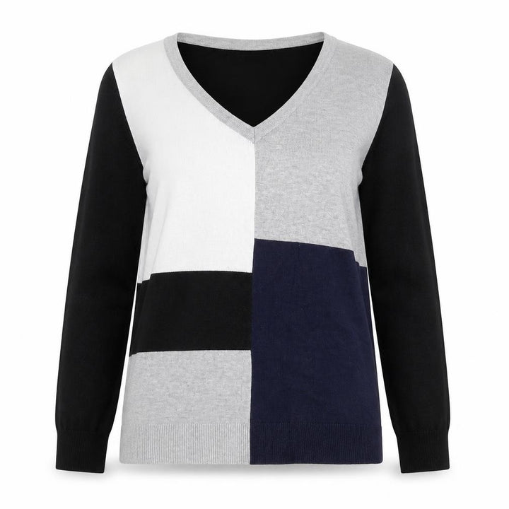 M&Co Womens Black Geometric Pullover Jumper Size 8 - Grey and Blue