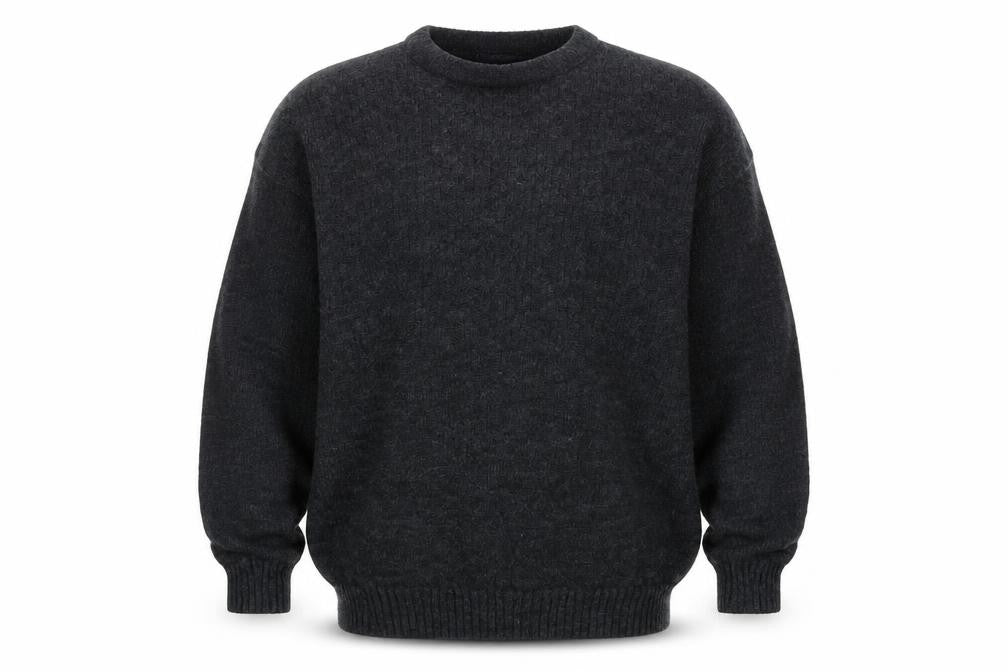 Front view of aqua perm men’s grey jumper, size 2XL