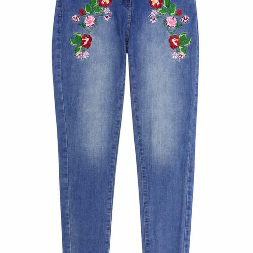 Quiz Womens Blue   Straight Jeans Size 8 L26 in - flowers