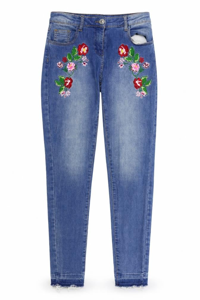 Quiz Womens Blue   Straight Jeans Size 8 L26 in - flowers