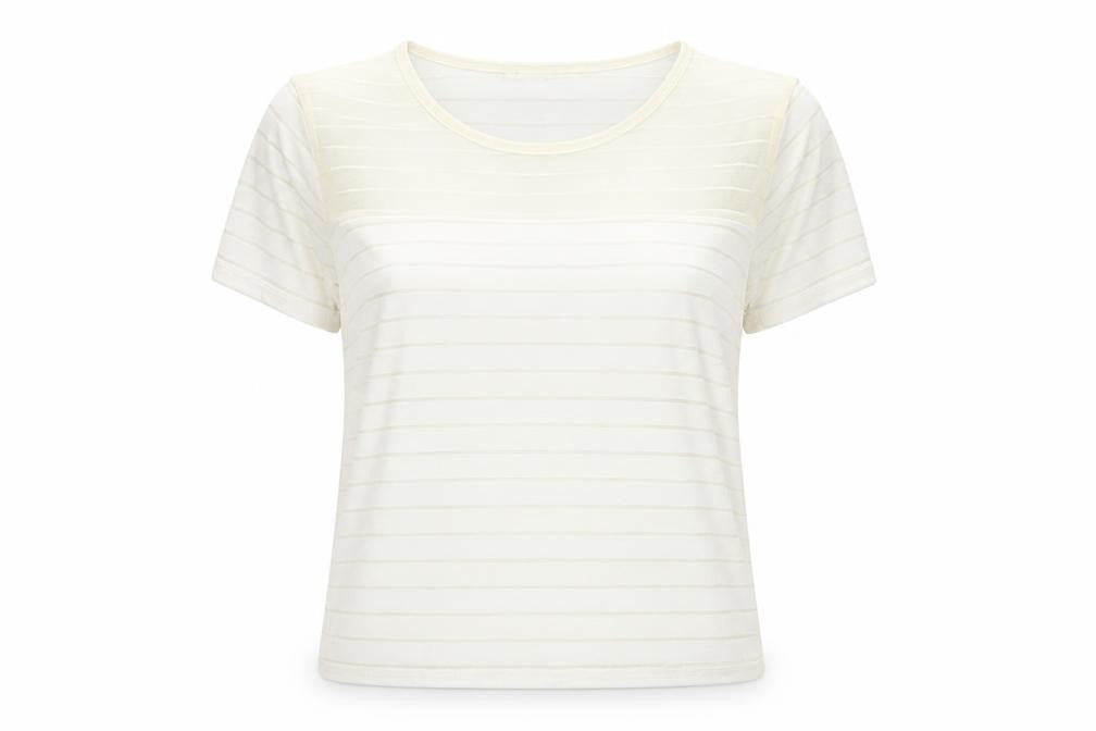 Front view of Cameo Rose women’s ivory basic t-shirt, size UK 10