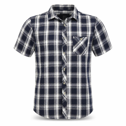 Front view of Industrialize men’s multicoloured check button-up, size S