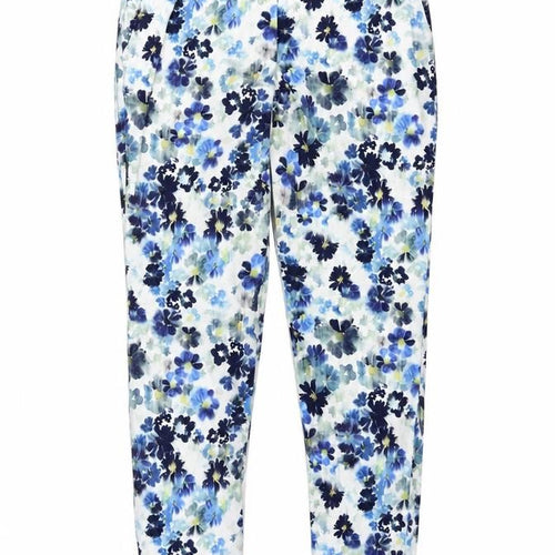 Warehouse  Womens Blue Floral  Trousers  Size 6 L24 in