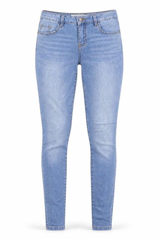Front view of Denim & Co. women’s blue skinny jeans, size UK 8, 31-inch leg