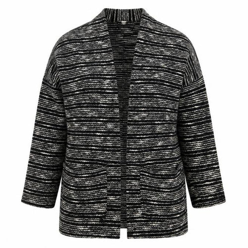 Miss Selfridge Womens Black Striped  Cardigan Jumper Size 16