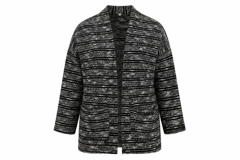 Miss Selfridge Womens Black Striped  Cardigan Jumper Size 16