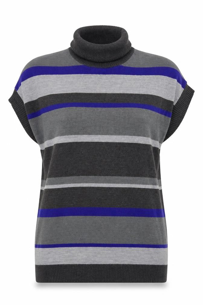 Front view of BHS women’s multicoloured striped knit jumper, size UK 18