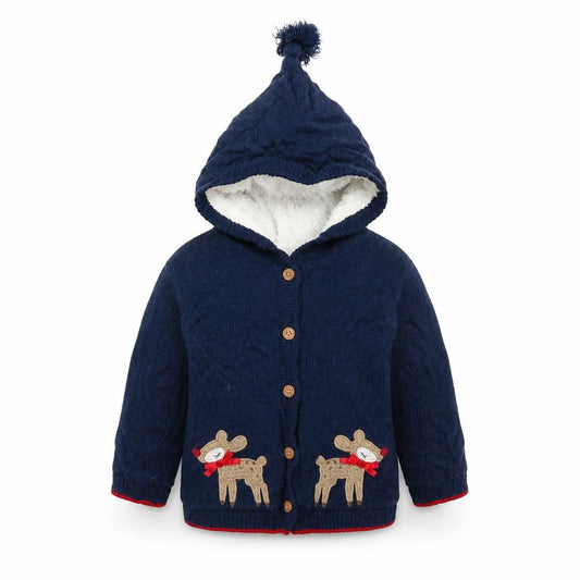 Front view of F&F Baby Blue Knit Jacket Coatigan, size 6-9, Months