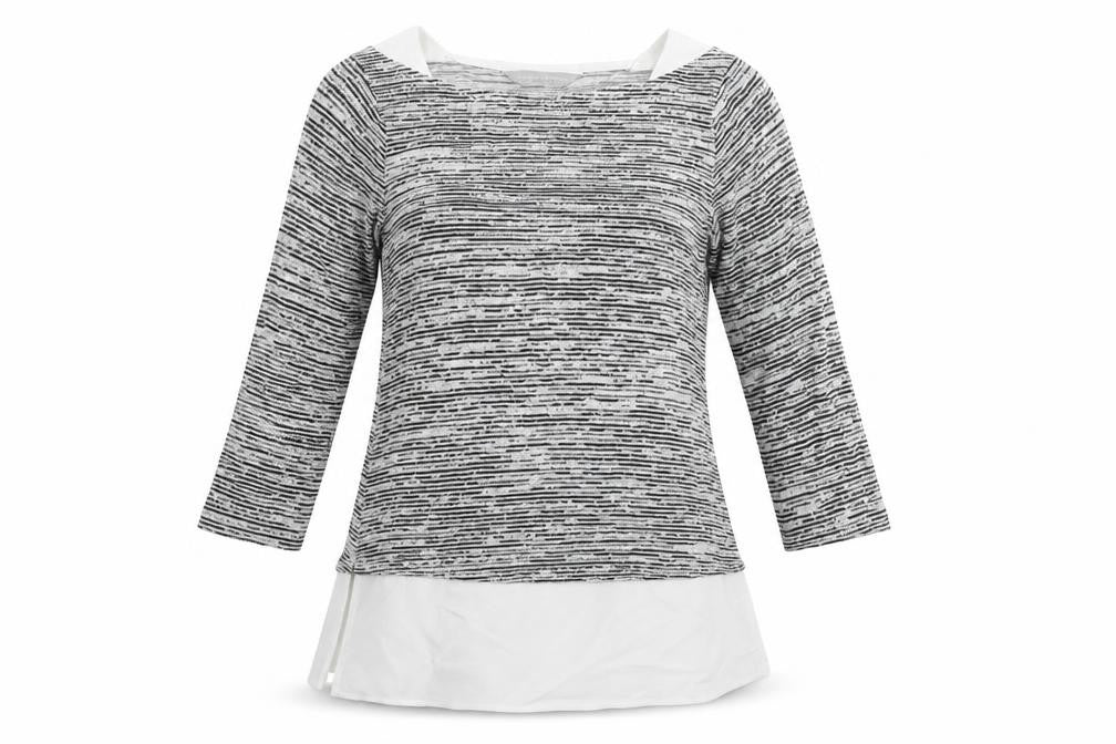 Front view of Dorothy Perkins women’s grey knit jumper, size UK 6