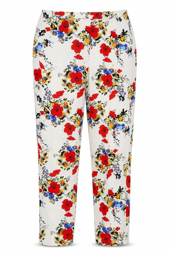 Paraphrase Womens White Floral  Trousers  Size 8 L25 in