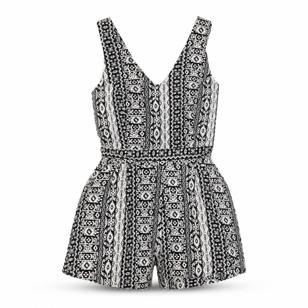 M&S Womens White Fair Isle  Playsuit One-Piece Size S L3 in