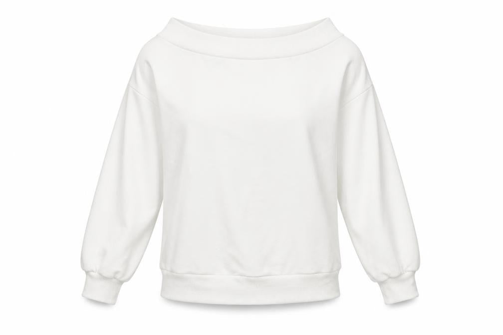 Front view of H&M women’s white pullover sweatshirt, size S
