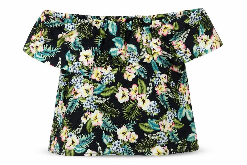 Topshop Womens Black Floral  Tunic Blouse Size 10