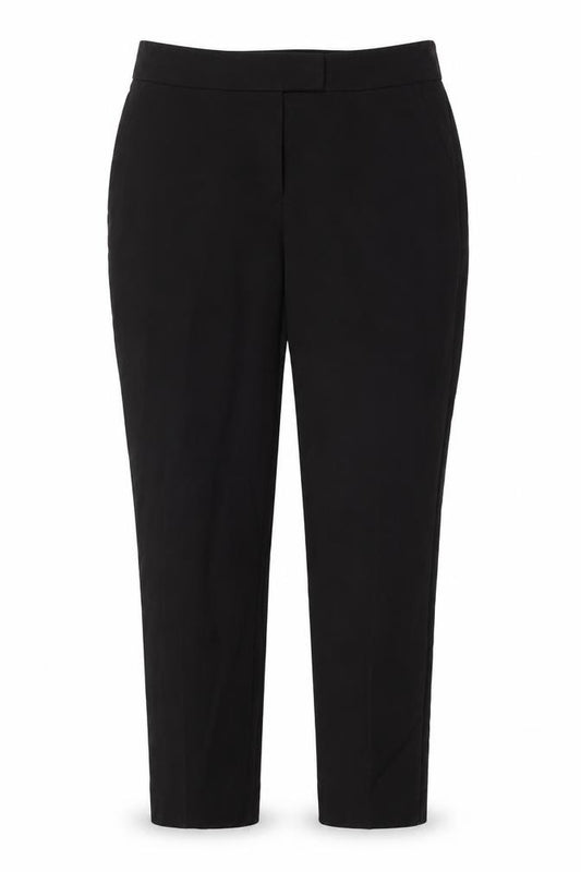 Front view of Warehouse women’s black rayon dress pants trousers, size UK 12, 28-inch leg