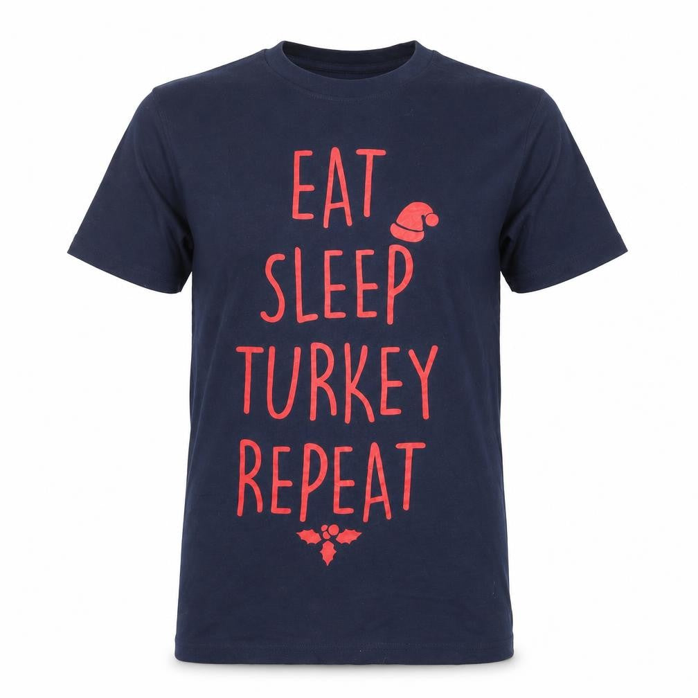 Avenue Mens Blue    T-Shirt Size S  - Eat Sleep Turkey Repeat