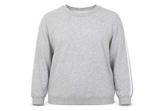 Front view of ASOS women’s grey pullover sweatshirt, size UK 10