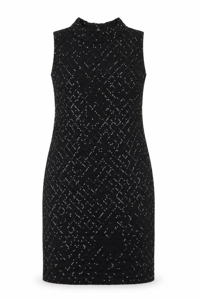 Preworn Womens Black   Pencil Dress  Size 12  - Sequins all over