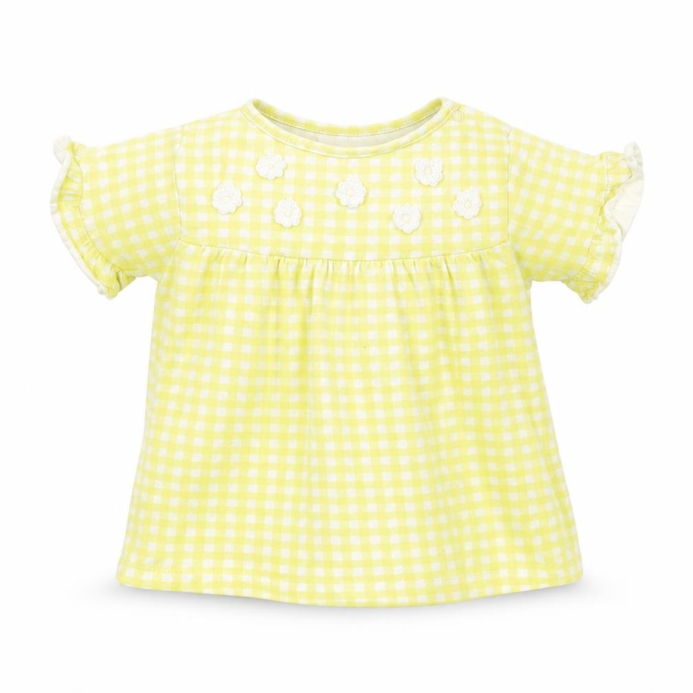 Nutmeg Girls Yellow Check  Basic T-Shirt Size 18-24 Months  - Frill Sleeves