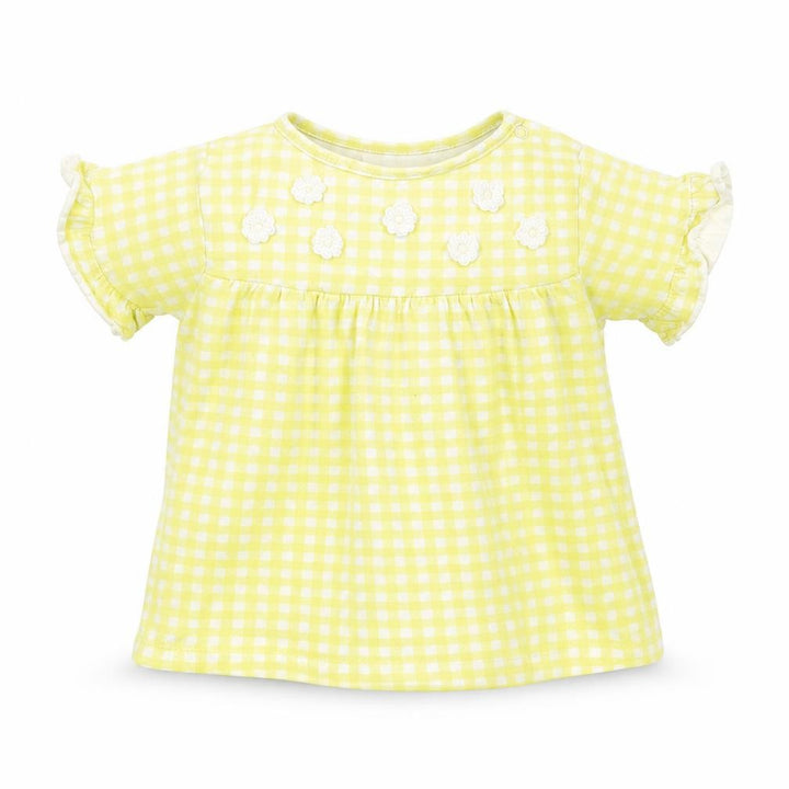 Nutmeg Girls Yellow Check  Basic T-Shirt Size 18-24 Months  - Frill Sleeves