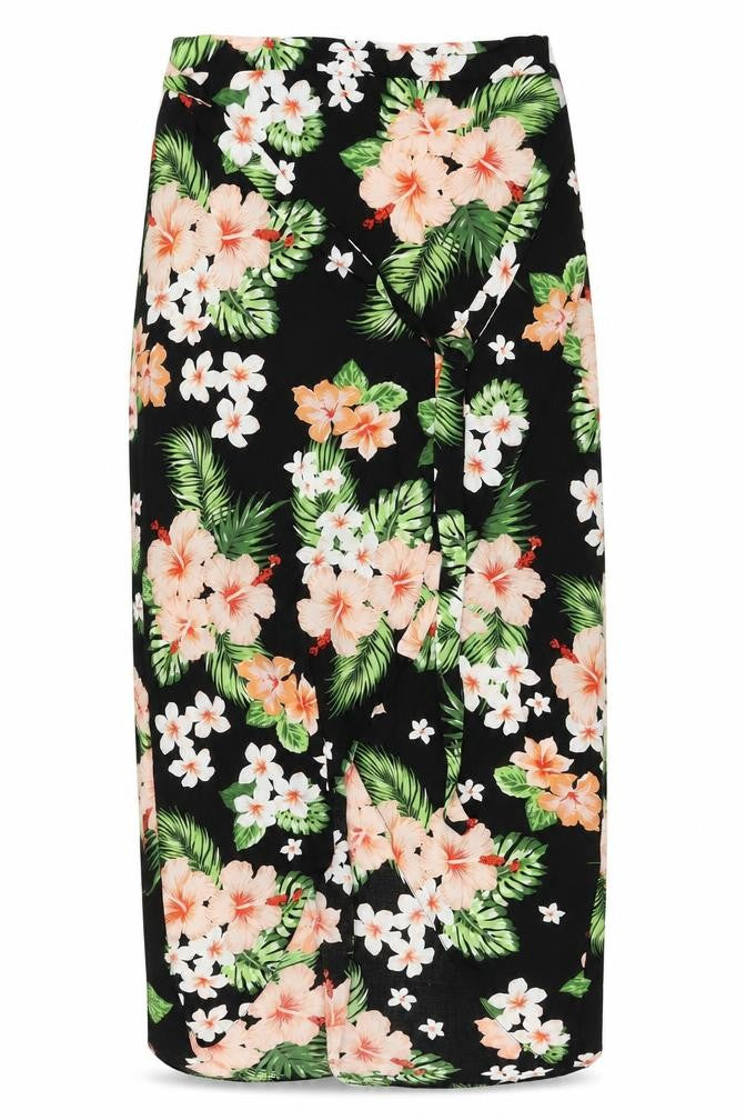 George  Womens Black Floral  A-Line Skirt Size 28 in