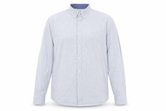 Front view of Easy women’s blue basic button-up, size XL