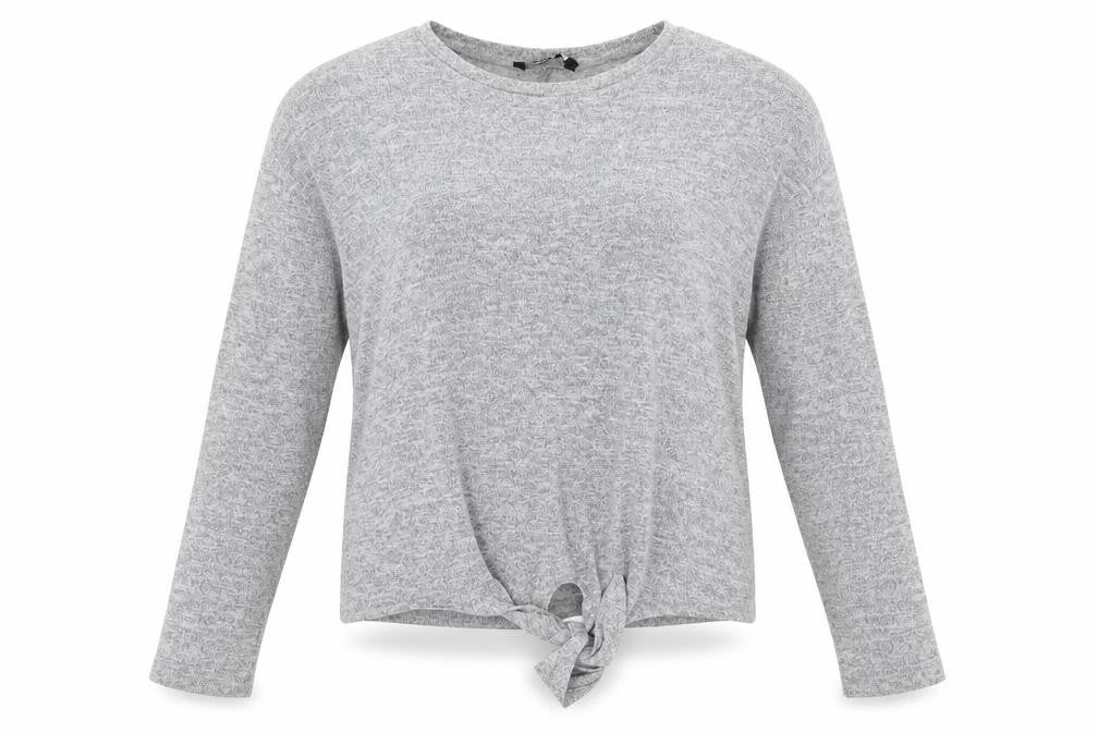 Front view of Pep&Co women’s grey jumper, size UK 12