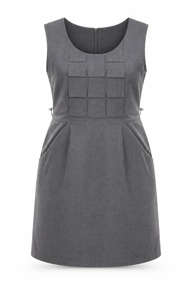 Front view of Sandra Darren women’s grey a-line, size UK 12