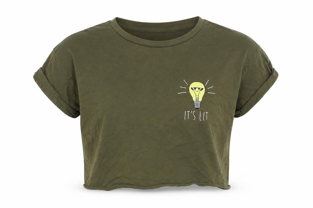 Front view of Topshop girls’ green basic t-shirt, size 9, years