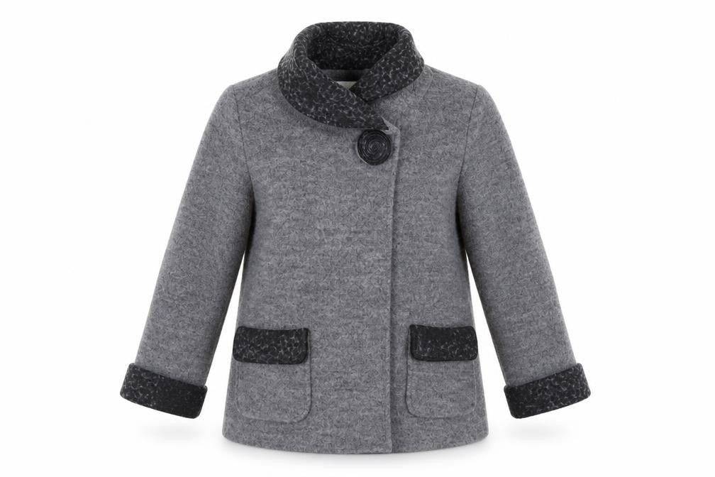 Front view of Edina Ronay women’s grey jacket coat, size UK 12