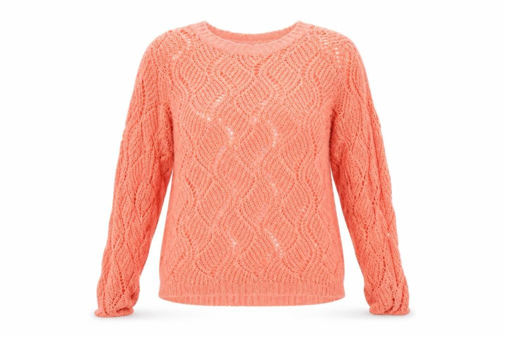 Front view of Atmosphere women’s orange knit jumper, size UK 12
