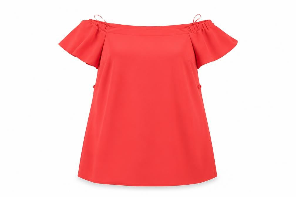 Front view of F&F women’s red batik a-line, size UK 16