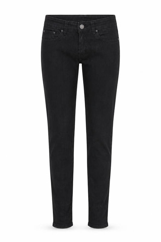 Front view of women’s blue denim skinny jeans, size UK 26, in, 32-inch leg